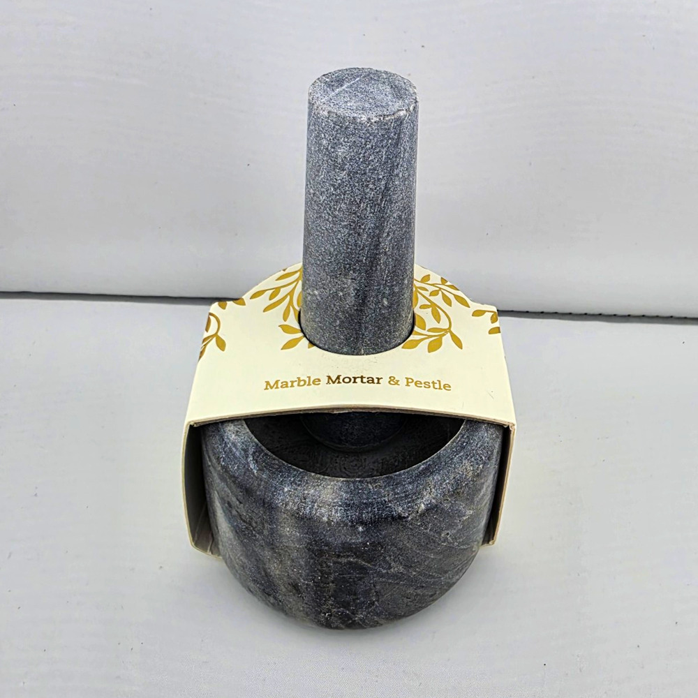 Gray Marbled Marble Mortar & Pestle Set